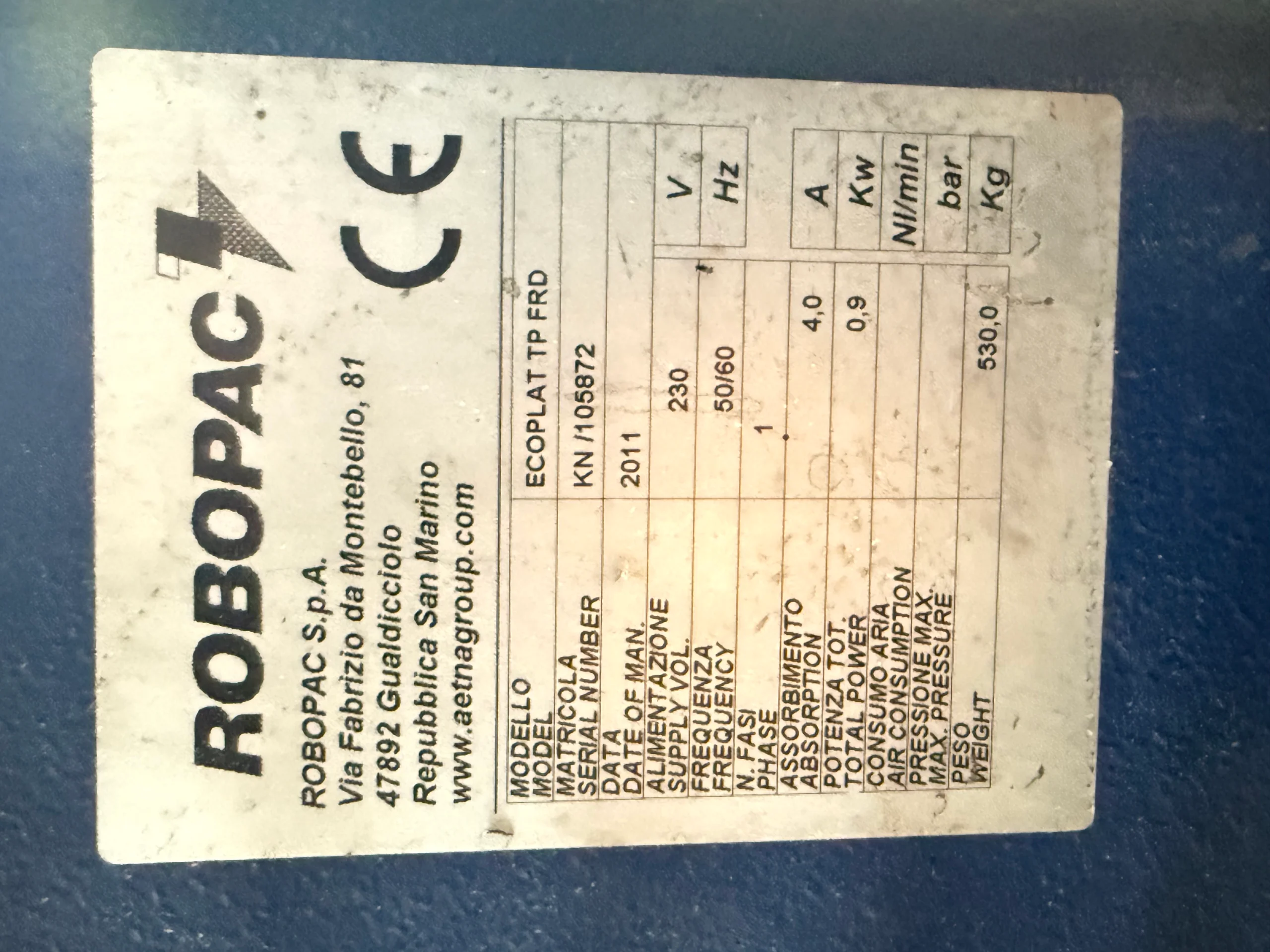 Avvolgitrice ROBOPAC Ecoplat TP FRD - Anno di fabbricazione 2011 - Immagine 2